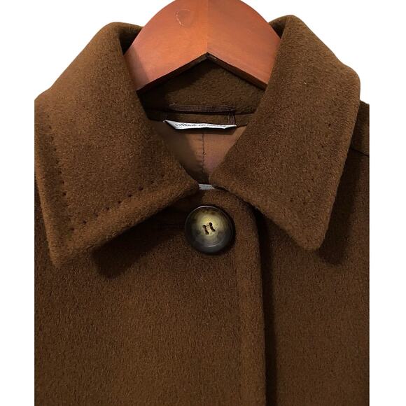 Max Mara Virgin Wool Cashmere Coat US 8 Brown Collared Barn Chore Coat Luxury - Picture 6 of 16